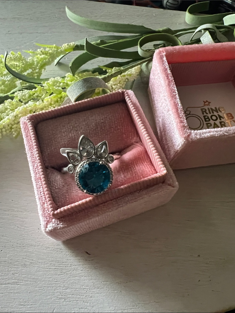 Bomb Party RETRO blue spinal on rhodium plating size 8